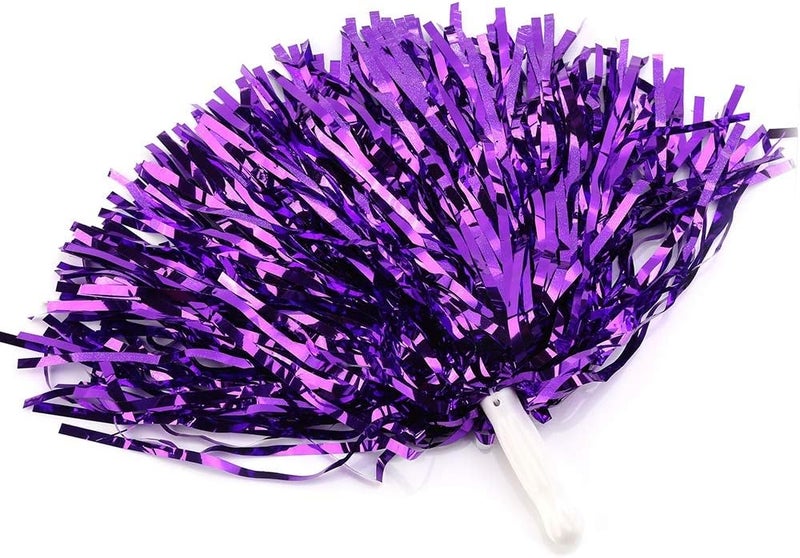 woobles Cheerleading Poms, Cheer Plastic Pom for Ball Fancy Dress Night Cheer Party Costume Sports Dance(Purple) - Image 3
